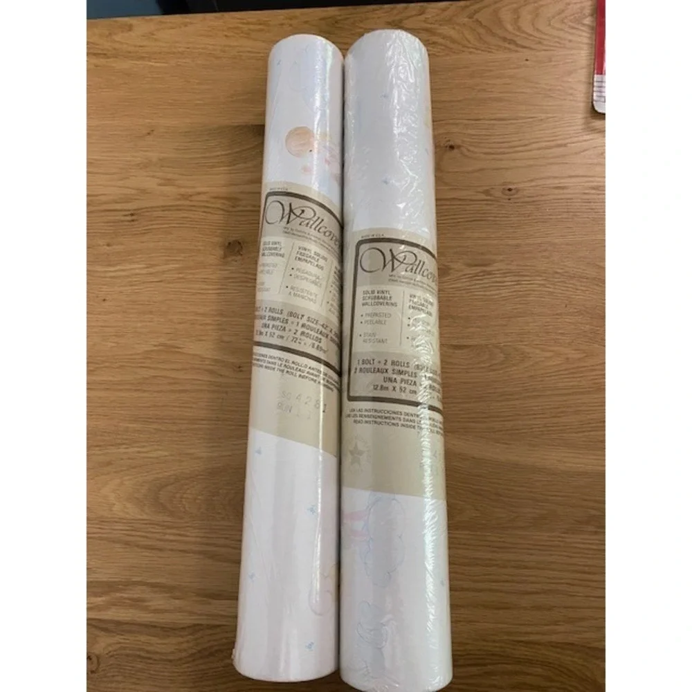 VTG Precious Moments Style Wallpaper 2 Rolls Collins & Aikman Angels Pastel NOS